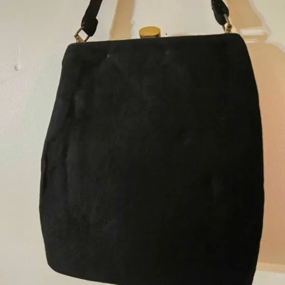 ✨️VINTAGE✨️ Black Beautifully Embellished 1950s-1960s Spilene Handbag - Picture 8 of 11